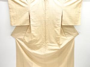 未使用品　小格子織り出し米沢紬着物アンサンブル